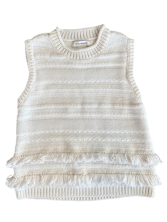Club Monaco Tops - Club Monaco Cream Knit Fringe Sleeveless Sweater